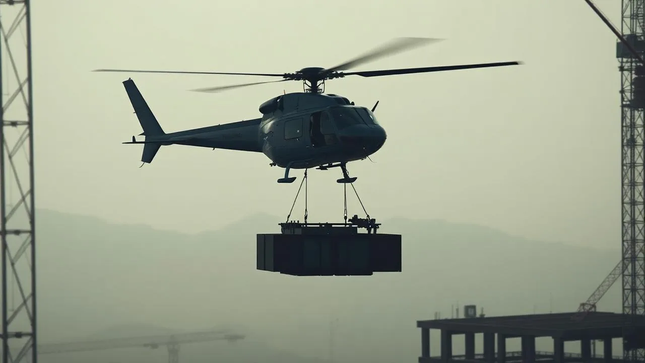 Helicopter crane hire operations in Queensland